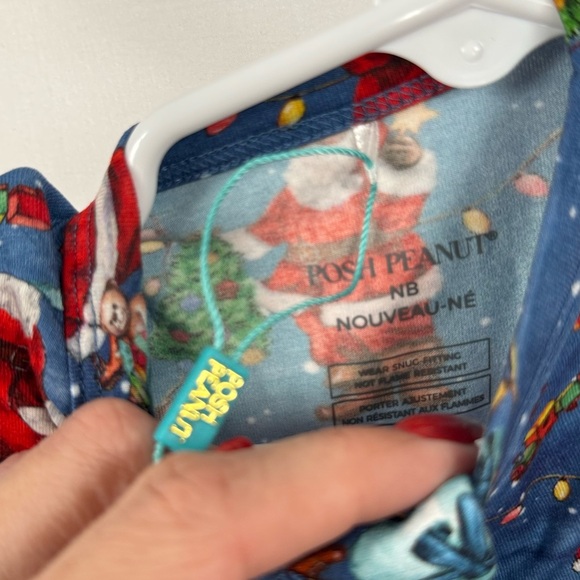 Posh Peanut Santa Claus Footie Zippered One Piece Bamboo Sz NB Newborn Ruffles - Picture 4 of 7